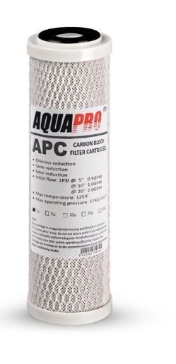 Cartouche charbon actif noix de coco 1 micron AquaPro pour filtration sous évier